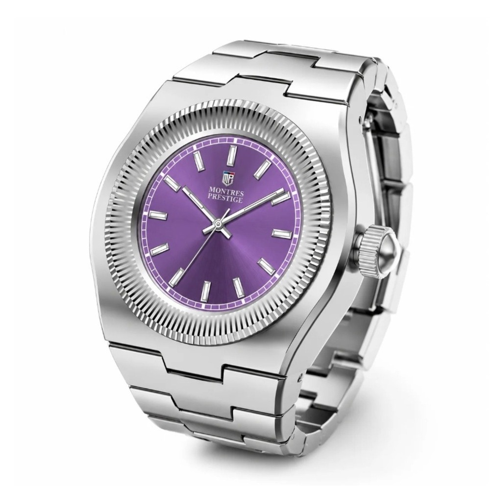 Montres Prestige MPW-0385 Women's Mini Ring Watch Silver Purple Dial 20mm New